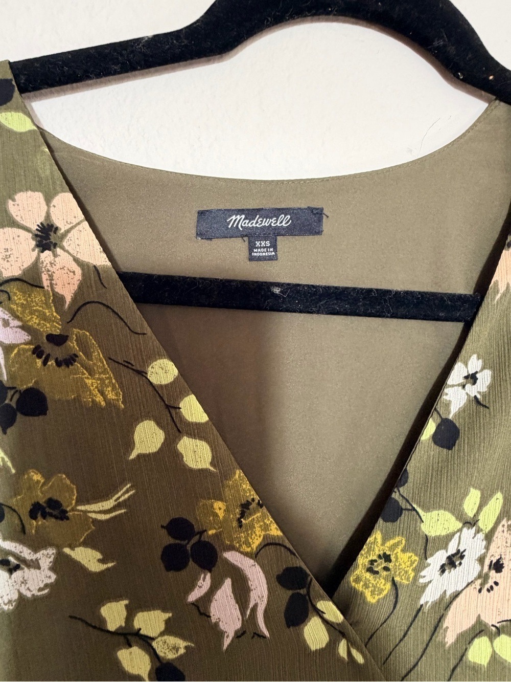 Madewell Olive Green Floral Long Sleeve Midi Dress - Picture 2 of 7
